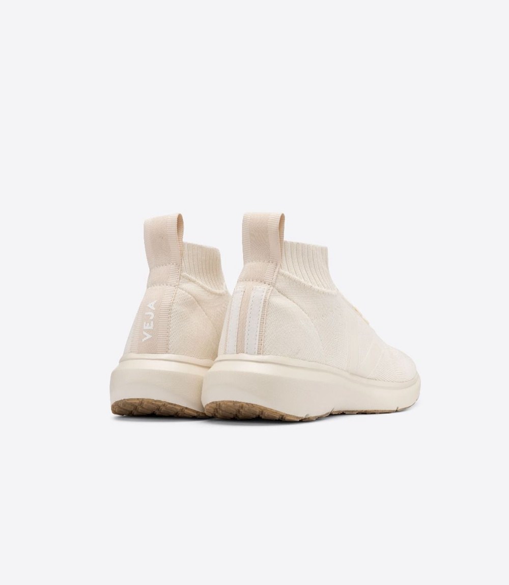 Veja Trainers Mens White - V-knit X Rick Owens Mid - UFOG-95427